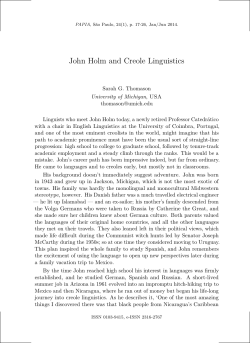John Holm and Creole Linguistics