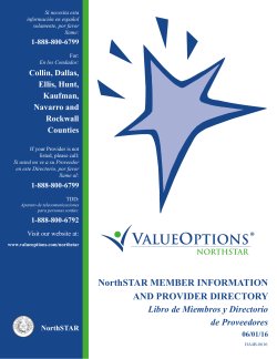 NorthSTAR MEMBER INFORMATION AND PROVIDER DIRECTORY