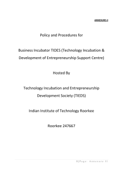 TIDES Policy document - TIDES Incubation Centre