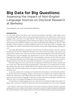 Big Data for Big Questions - American Library Association