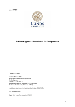 Different types of climate labels for food products - LUMES