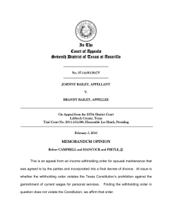 In The Court of Appeals Seventh District of Texas at