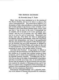 THE MONROE DOCTRINE By Honorable George F. Tucker Many