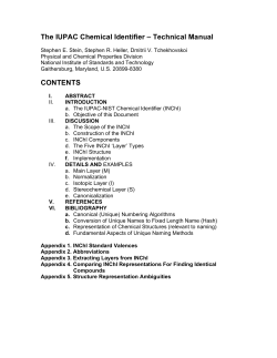 The IUPAC Chemical Identifier &ndash; Technical Manual CONTENTS