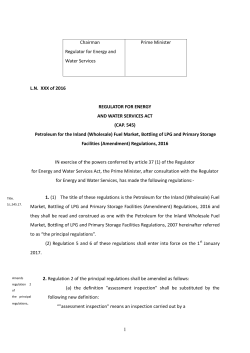 Petroleum for the Inland (Wholesale) Fuel Market Bottling of LPG