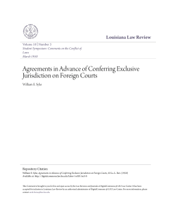 Agreements in Advance of Conferring Exclusive Jurisdiction on