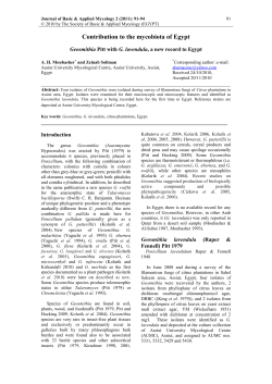 Contributions to the mycobiota of Egypt