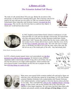A History of Cells The Scientists behind Cell Theory