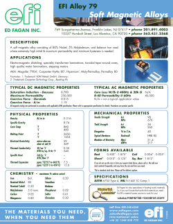 EFI Alloy 79 Soft Magnetic Alloy Rod, Round Bar, Strip, Coil, Sheet