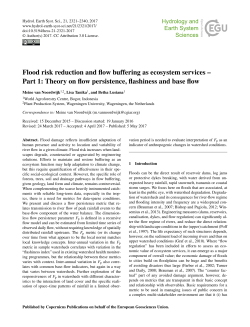Flood risk reduction and flow buffering as ecosystem services &ndash; Part 1
