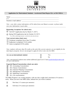 Application for Matriculated Students: Accelerated Dual Degree B.A.