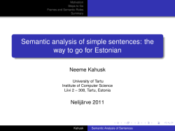 Semantic analysis of simple sentences: the way to go for Estonian