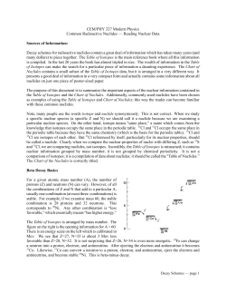 CEM/PHY 327 Modern Physics Common Radioactive Nuclides