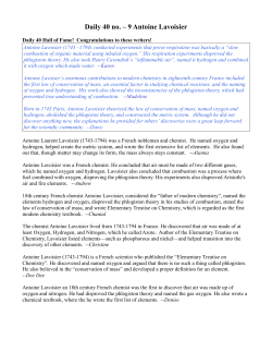 Daily 40 no. &ndash; 9 Antoine Lavoisier