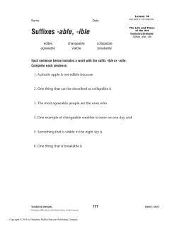 Suffixes -able, -ible