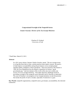 GRASSLEY 1 Congressional Oversight of the Nonprofit Sector