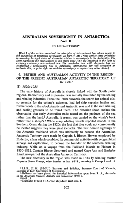 Australian Sovereignty in Antarctica
