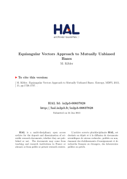 Equiangular Vectors Approach to Mutually Unbiased Bases