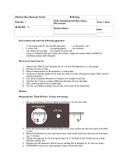 Dhahran Baccalaureate Center IB Biology Expt No. 1 Title