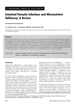 Intestinal Parasitic Infections and Micronutrient Deficiency: A Review