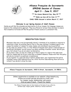 Spring 2017 Schedule - Alliance Fran&ccedil;aise de Sacramento