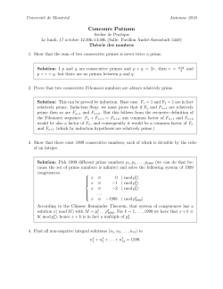 Concours Putnam - Universit&eacute; de Montr&eacute;al