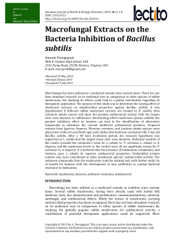Macrofungal Extracts on the Bacteria Inhibition of Bacillus subtilis