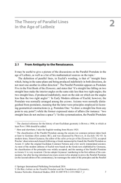 The Theory of Parallel Lines in the Age of Leibniz