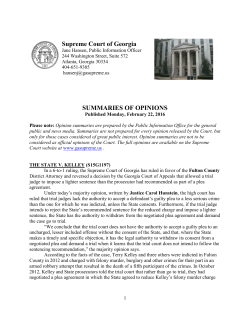 SUMMARIES for NOTEWORTHY OPINIONS