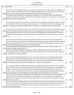 Prices Realized May 19th 20th, 2012 featuring a Lot Description