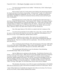 Proper 22A 10.05.14 &mdash; Bilbo Baggins (The Hobbit)