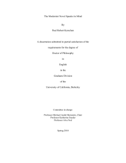 The Modernist Novel Speaks its Mind By Paul Robert Kerschen A