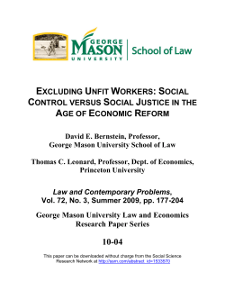 EXCLUDING UNFIT WORKERS - George Mason University