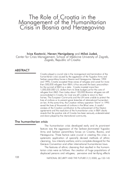 The Role of Croatia in the Management of the Humanitarian Crisis in