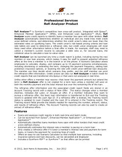 Professional Services Refi Analyzer Product