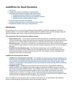 mobilEcho for Good Dynamics - GroupLogic Documentation Home