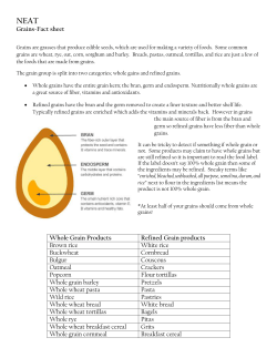 Grains-Fact sheet Whole Grain Products Refined Grain products
