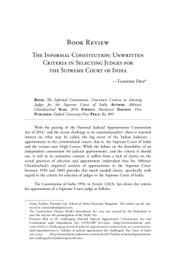 The Informal Constitution: Unwritten Criteria in Selecting Judges for