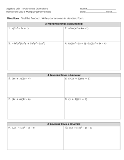 Directions: Find the Product. Write your answers in standard form. A