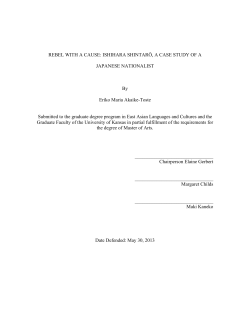 ISHIHARA SHINTARŌ, A CASE STUDY OF A JAPANESE