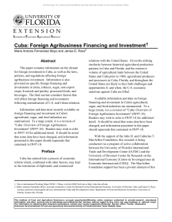 Cuba: Foreign Agribusiness Financing and Investment1