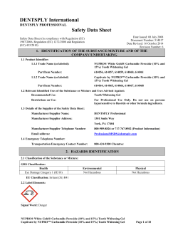 DENTSPLY International Safety Data Sheet