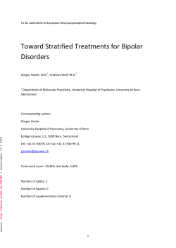 Toward Stratified Treatments for Bipolar Disorders