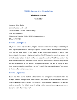 P0481A: Comparative Ethnic Politics Course Description Course