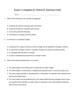 Exam 3 chapters 8-10And12 Garrison14ed