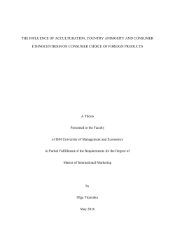 THE INFLUENCE OF ACCULTURATION, COUNTRY ANIMOSITY