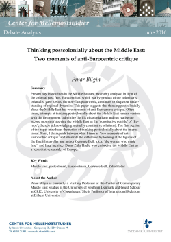 Thinking postcolonially about the Middle East: Two moments
