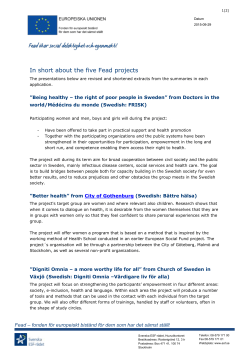 In short about the five Fead projects - Svenska ESF