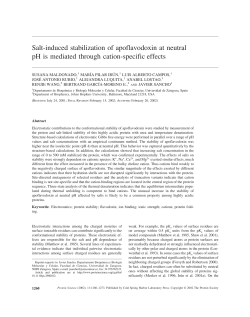 Salt-induced stabilization of apoflavodoxin at neutral pH is mediated