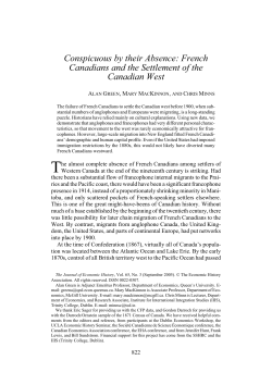 French Canadians and the Settlement of the Canadian West